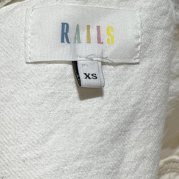 Rails White Denim Jacket Button Front Jean Pockets Lightweight Casual Boho XS - Picture 5 of 15